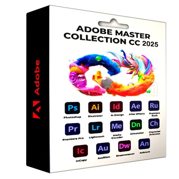 Adobe Master Collection 2025 interface showing multiple creative applications including Photoshop, Illustrator, Premiere Pro, After Effects, and Creative Cloud tools.