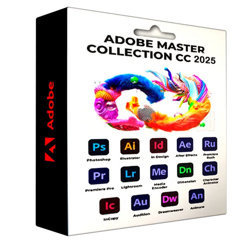 Adobe Master Collection 2025 interface showing multiple creative applications including Photoshop, Illustrator, Premiere Pro, After Effects, and Creative Cloud tools.